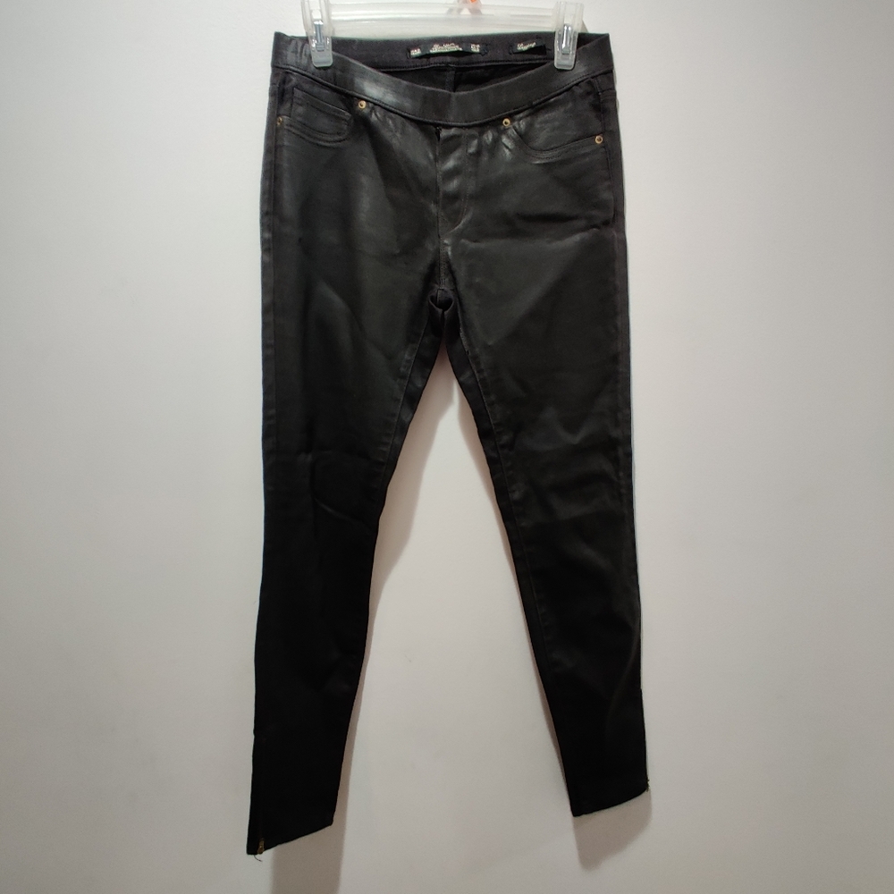 Zara woman black shiny black skinny jeans size 8